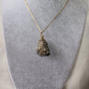 Raw Pyrite Wire-Wrapped Pendant Necklace